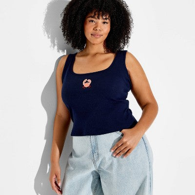 Women's Beaded Tank Top - Wild Fable Navy Blue Crabs XXL
