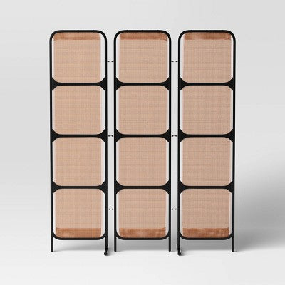6' Modern 3-Panel Patio Decorative Screen Black - Threshold: Steel Frame, Rust-Resistant, Powder-Coated Finish (LOCAL PICKUP ONLY)