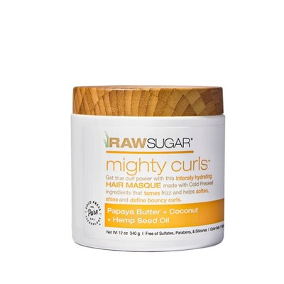 Raw Sugar Mighty CurlsHair Masque - Papaya Butter + Coconut Oil + Hemp Seed Oil - 12oz
