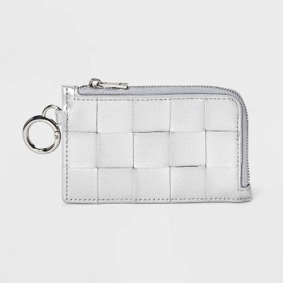 L-Zip Card Case - A New Day Silver: Shell, Solid Pattern, Zip Closure, 3.25" x 5" x 0.625"