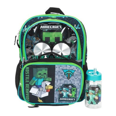 Minecraft 16" Backpack 5pc Set with Headphones - Black