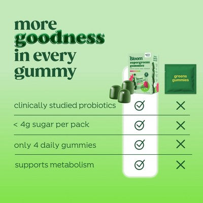 BLOOM NUTRITION Greens & Superfoods Supergreens Gummies - Strawberry Kiwi - 12 servings
