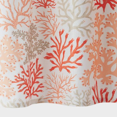 13pc Coastal Coral Branch Shower Curtain Set Off-White - Threshold