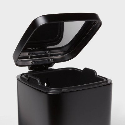 4L Step Trash Can Stainless Steel Black - Brightroom