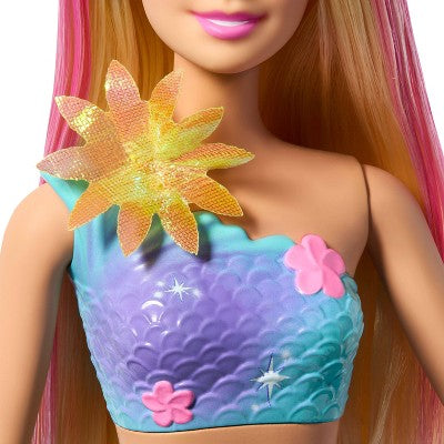 Barbie Flower Magic Mermaid Toy Doll with Surprise Blooming Flowers Feature, Long Blonde Hair with Pink Highlights