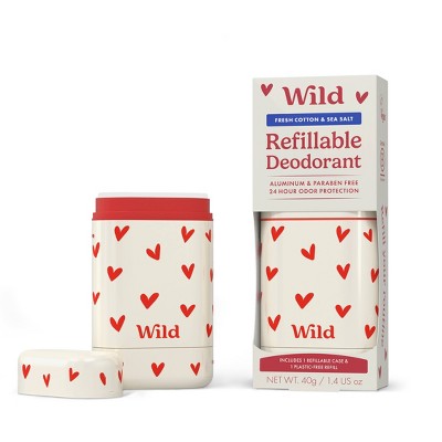 Wild Cosmetics Aluminum-Free Love Heart Case Deodorant - Fresh Cotton & Sea Salt - 1.4oz