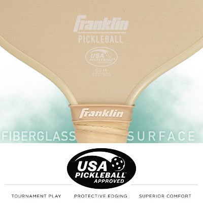 Franklin Sports 2 Player Poly Paddle with Ball Set - Green/Tan: Fiberglass Pickleball Racquets