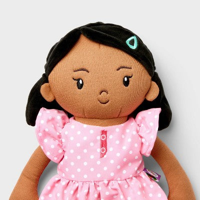 15" Soft Toddler Black Hair Doll - Gigglescape: Straight Polyester Character Baby Doll