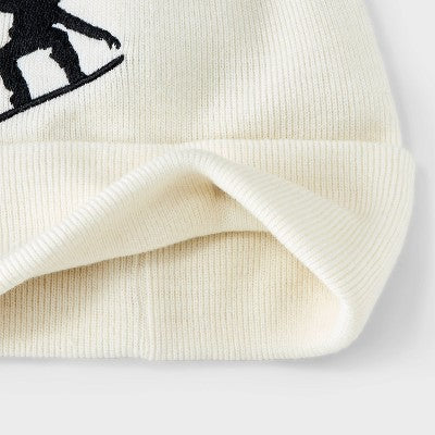 Kids' Knitted Snowboarder Embroidered Hat - art class White