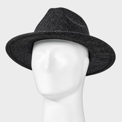 Men's Recycled Polyester Wool Fedoras - Goodfellow & Co Heathered Black L/XL