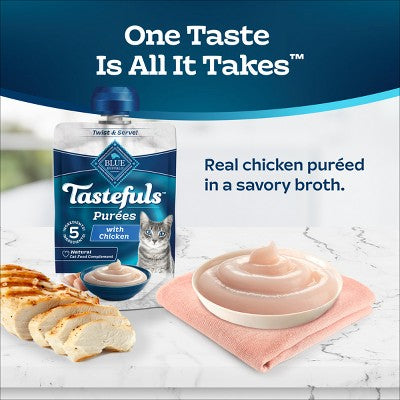 Blue Buffalo Tastefuls Adult Cat Treat Chicken Puree Spouted Pouch - 3oz