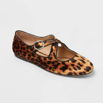 Women's Tasmin Leopard Print Flats - A New Day Light Brown 9.5