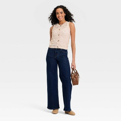 Women's Openwork Sweater Vest XL
