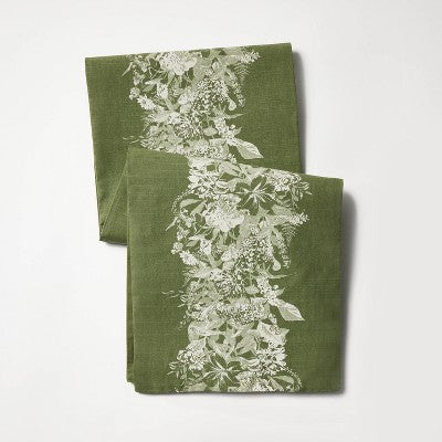 14"x72" Floral Table Runner - Threshold designed with Studio McGee: Modern Cotton Botanical Table Linens, Spring Decor