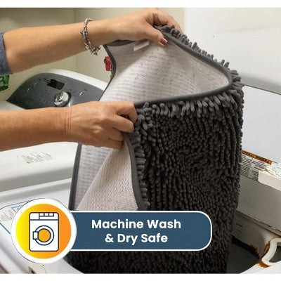 Muddy Mat Highly Absorbent Soft Chenille Door Mat and Pet Rug Non Slip Thick Washable Area and Bath Mat for Indoor & Outdoor-Grey Large 24"x36"