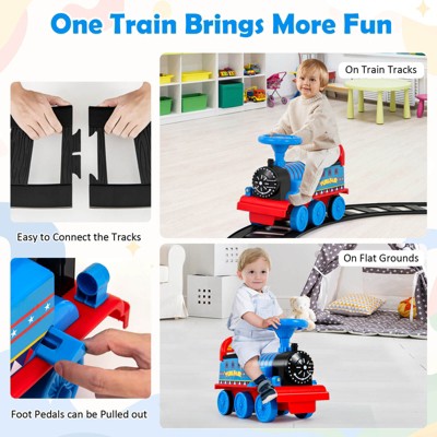 Costway 6V Electric Kids Ride On Train Motorized Train Toy w/ Track & 6 Wheels Navy (LOCAL PICKUP ONLY)