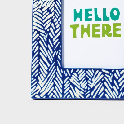 4"x6" Ceramic Silk Screen Picture Frame Blue - Tabitha Brown for Target: Contemporary Freestanding Rectangle Frame