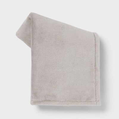 Reversible Faux Shearling Throw Blanket Gray - Room Essentials: Lightweight, Knitted, Machine Washable, 50x60 inches