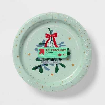 Holiday Disposable Plates - Holly - 7" - 40ct - up&up