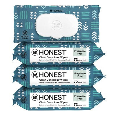 The Honest Company Clean Concious Sensitive Skin Baby Wipes - Balance Blues - 288ct: No Fragrance Added, Pull-Out Dispenser