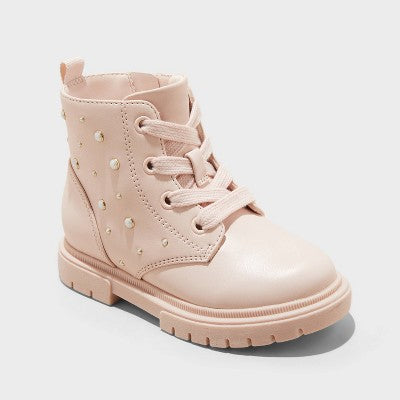 Toddler Girls' Amaya Lace-Up Combat Boots Cat & Jack Blush 11T