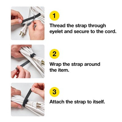 Wrap-It 25pk Self-Gripping Cable Ties 9"x0.5" Muted