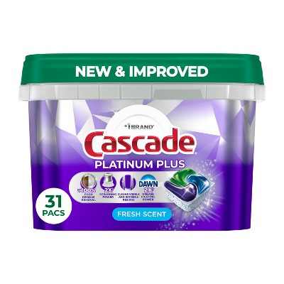 Cascade Platinum Plus Action Pacs Dishwasher Detergent - Fresh - 31ct