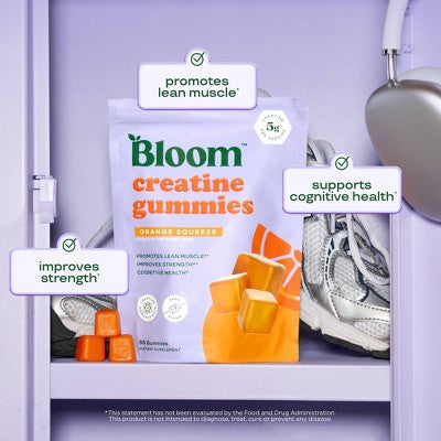 BLOOM NUTRITION Creatine Monohydrate Gummies - Orange Squeeze - 36ct/12 Servings