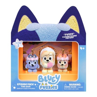 Bluey Fuzzies Episode Pack The Sign Display Case and Figures