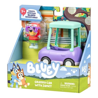 Bluey Granny Car & Janet Doll Playset - 2pk: Plastic Toy Set from BBC Series