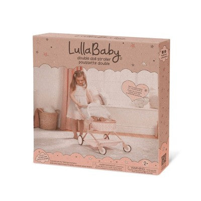 LullaBaby Double Stroller Pink Carriage with Golden Star Print