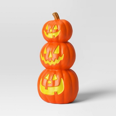 19.75" Lit Triple Stacked Pumpkin Halloween Decorative Prop - Hyde and EEK! Boutique