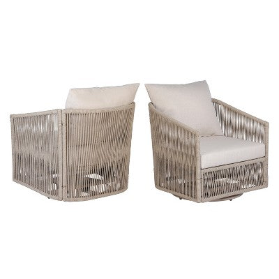 Set of 2 Outdoor 360° Swivel Club Chair Ergonomic Patio Accent Chair with Soft Cushions & Rust-Resistant All-Weather Frame - ModernLuxe (LOCAL PICKUP ONLY)