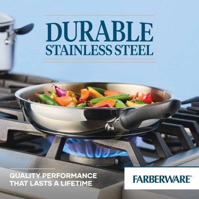 Farberware Reliance 2pc Stainless Steel Skillets: Dishwasher-Safe, Phenolic Handle, Induction Compatible