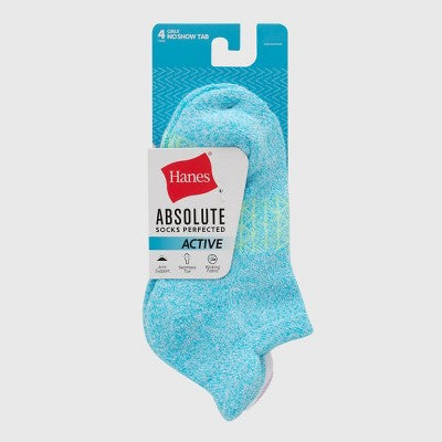 Hanes Girls' 4pk Absolute Active Heel Shield Socks - colors may vary L