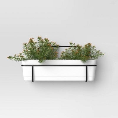 Rectangular Metal Outdoor Planter Hanger 5.2"x16.4"x7.2" Black - Room Essentials