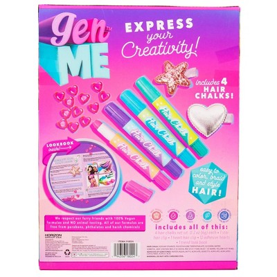 GenMe Rainbow Hair Chalk Studio: Styling Set with Gemstones & Fashion Clip for All Hair Types