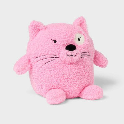 Cat Kids' Mini Weighted Plush Throw Pillow Pink - Pillowfort