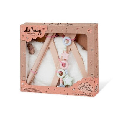 LullaBaby Baby Doll Playmat Set Cloud Floor Pillow with Hanging Toys
