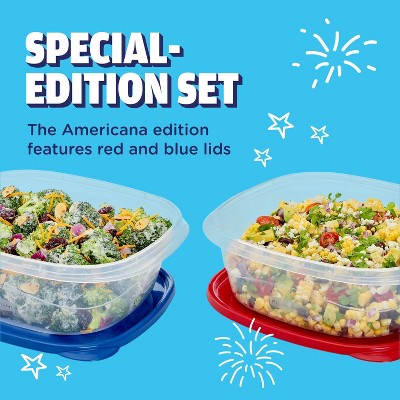 Rubbermaid 2pcTakeAlongs 11.7C/2.77L Large Square Summer Food Storage Containers - Red/Blue