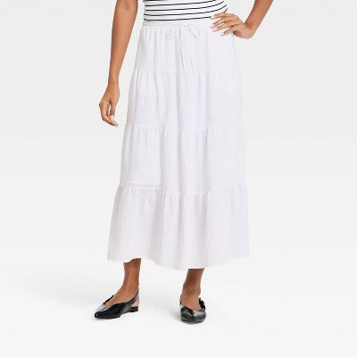 Women's Tiered Skirt - A New Day White M