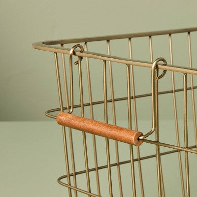 Small Rectangular Brass Wire Storage Basket - Hearth & Hand with Magnolia