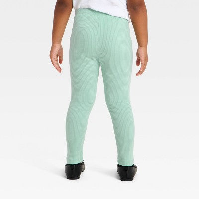 Toddler Girls' Solid Ribbed Leggings - Cat & Jack Mint Green 5T