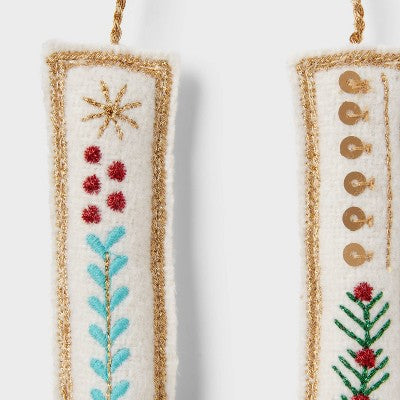 Embroidered Fabric Monogram Letter 'U' Christmas Tree Ornament - Wondershop: Indoor Use, 4.25" Height