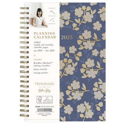 Marie Kondo for Blue Sky 2025 Weekly/Monthly Planner 8.27"x5.71" Wirebound Hana Navy