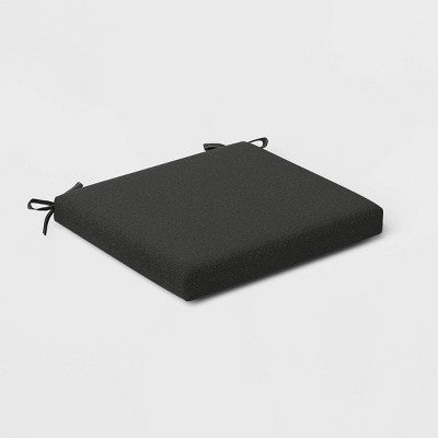18"x20" Solid Woven Outdoor Chair Seat Cushion Black - Threshold