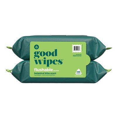 Goodwipes Botanical Bliss Flushable Wipes - 2pk/60ct