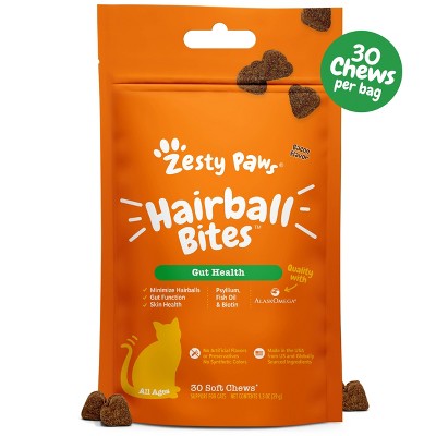 Zesty Paws Bacon Flavor Hairball Bites Cat Treats - 30ct