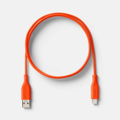 6' A+C Silicone Cable - heyday Coral Orange