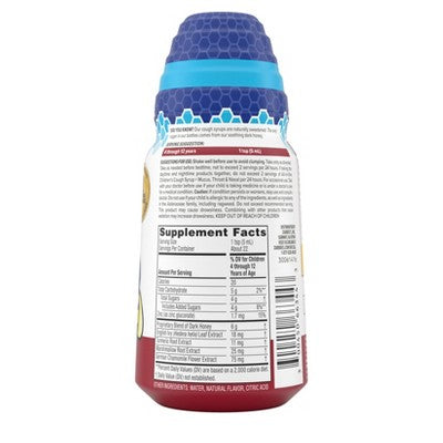 Zarbee's Kids' Nighttime Cough Syrup - 4oz: Drug-Free Cold Relief, Honey-Based Liquid Formula for Children